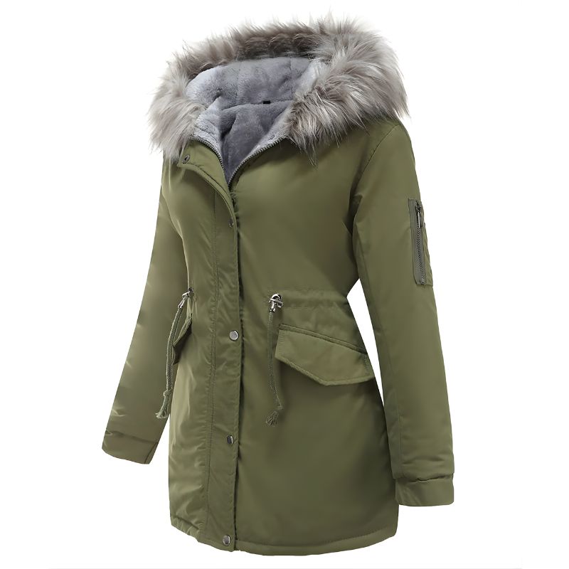 Women’s Hooded Parka Jacket with Front Pockets
