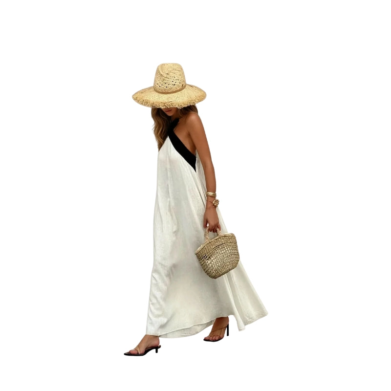 Women's Long Halter Maxi Dress Crisscross Neckline