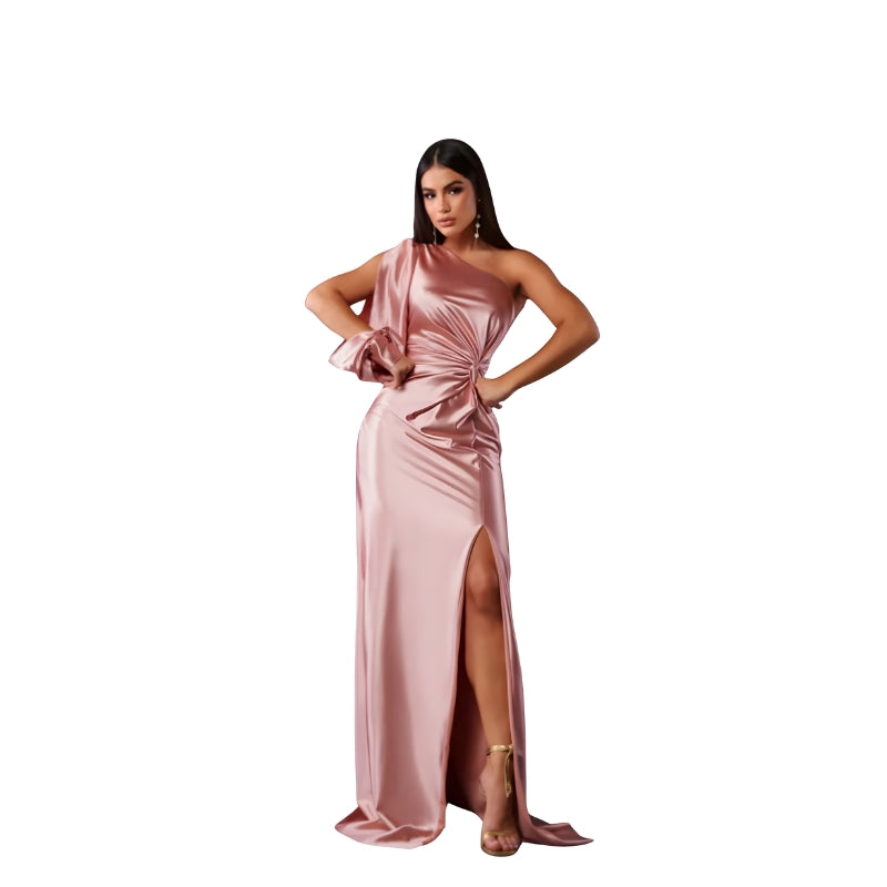 Women’s One-Shoulder Maxi Dress with Side Slit