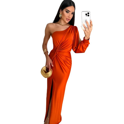 Women’s One-Shoulder Maxi Dress with Side Slit