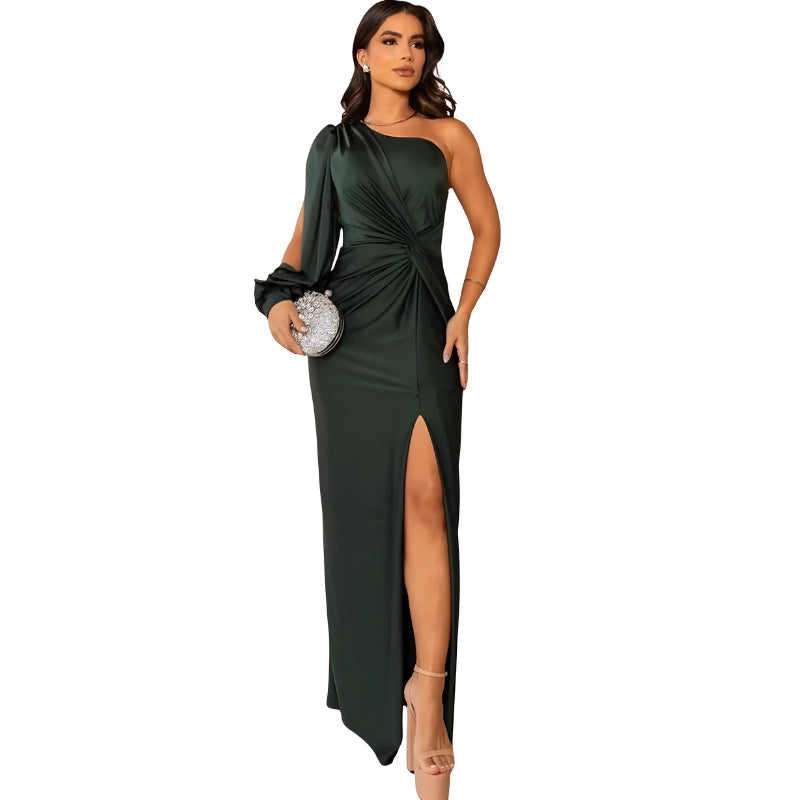 Women’s One-Shoulder Maxi Dress with Side Slit