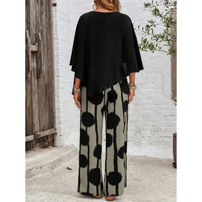 Women's Oversized Top and Wide Leg Pants Two Piece Set