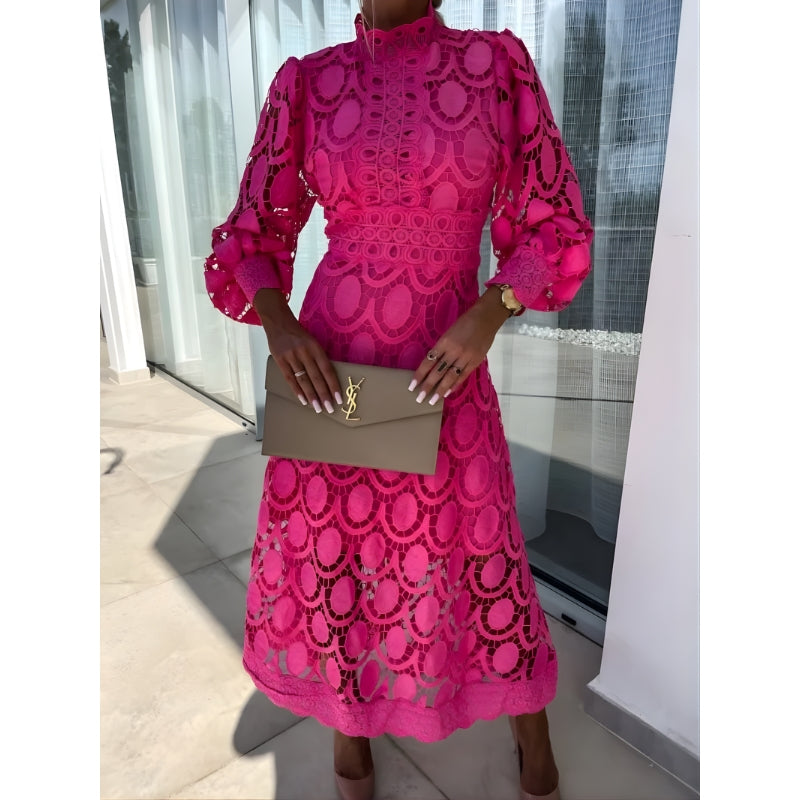Women’s Lace Midi Dress with Long Sleeves