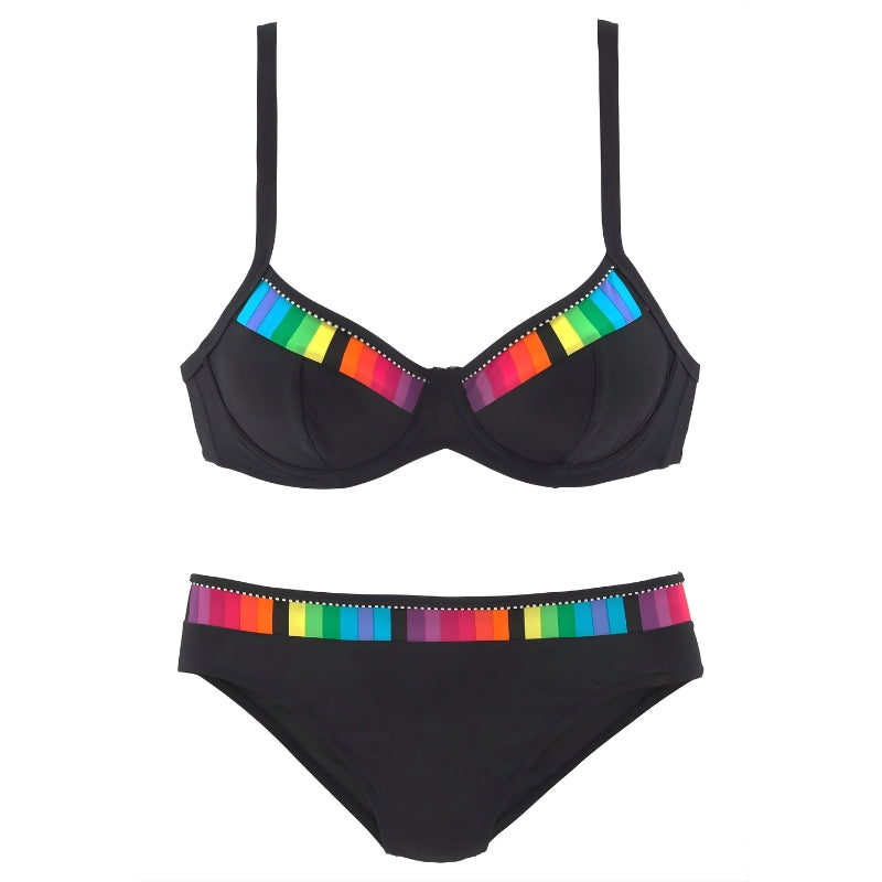 Women's Two-Piece Swimsuit with Colored Stripes