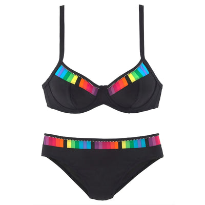 Women's Two-Piece Swimsuit with Colored Stripes