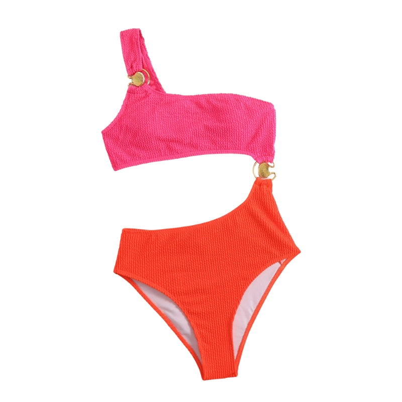 Women's Two-Piece Swimsuit with Cutout and Rings