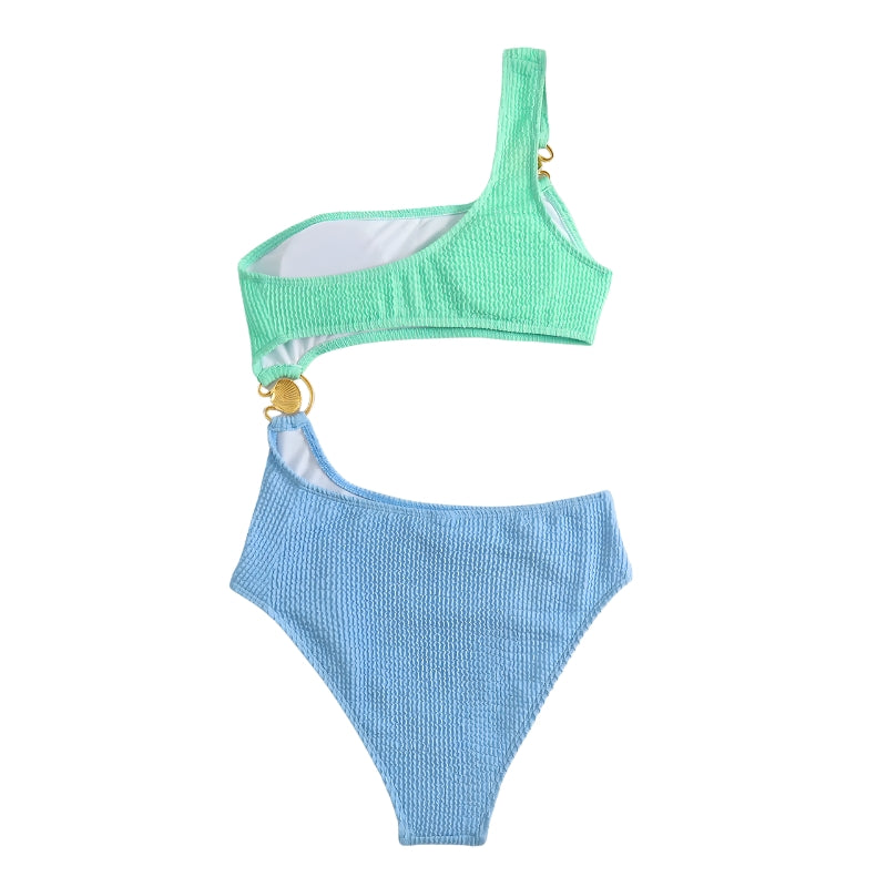 Women's Two-Piece Swimsuit with Cutout and Rings