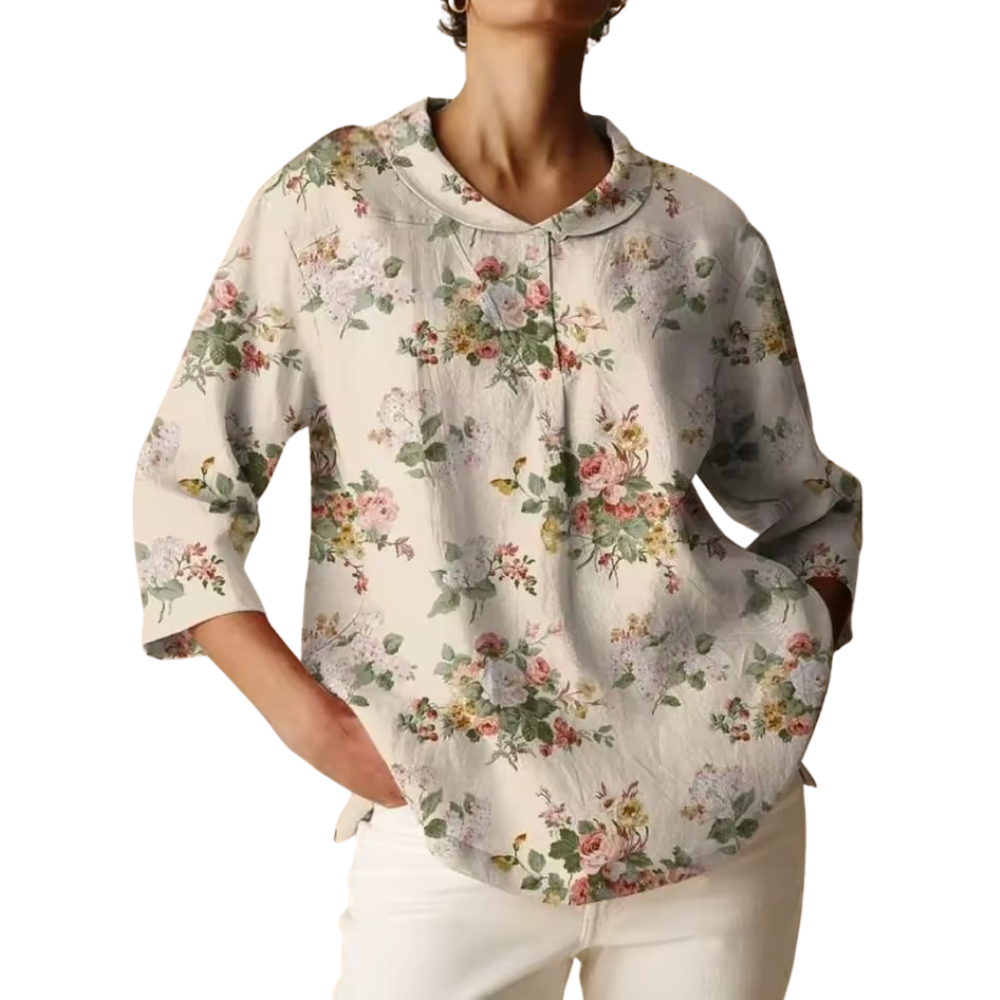 Women's Floral Print Top with 3/4 Sleeves