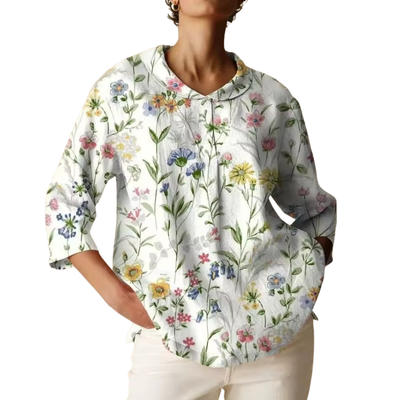 Women's Floral Print Top with 3/4 Sleeves