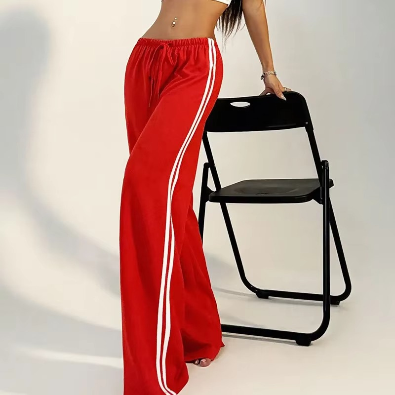 Women's Highwaisted Waistband Color Block Loose Fit Trousers