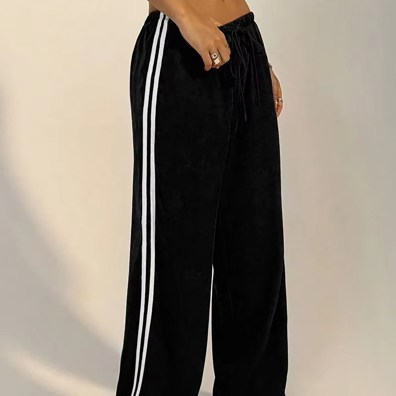 Women's Highwaisted Waistband Color Block Loose Fit Trousers