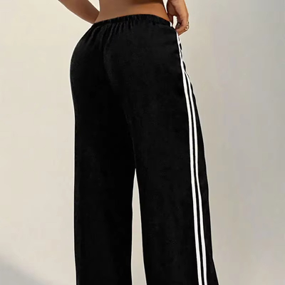 Women's Highwaisted Waistband Color Block Loose Fit Trousers