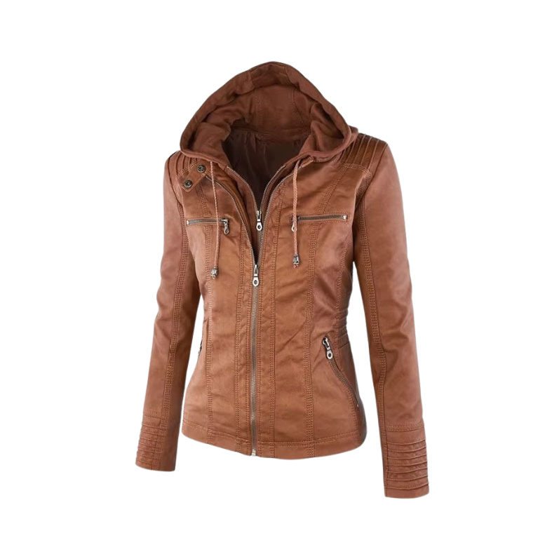 Women’s Hooded Dual Zipper Full Sleeves Drawstring Jacket with Pockets