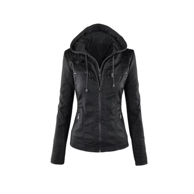 Women’s Hooded Dual Zipper Full Sleeves Drawstring Jacket with Pockets