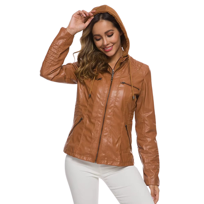 Women’s Hooded Dual Zipper Full Sleeves Drawstring Jacket with Pockets