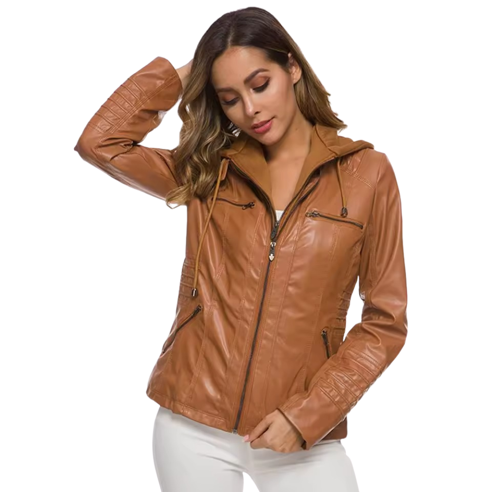 Women’s Hooded Dual Zipper Full Sleeves Drawstring Jacket with Pockets
