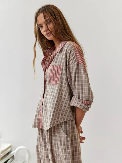 Women's 2-Piece Button-Front Pajama Set with Long Sleeve