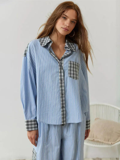 Women's 2-Piece Button-Front Pajama Set with Long Sleeve
