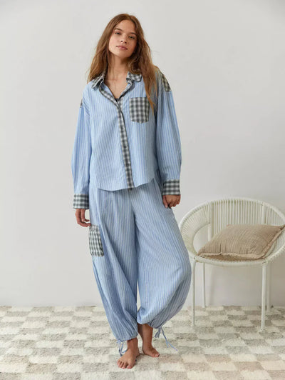 Women's 2-Piece Button-Front Pajama Set with Long Sleeve