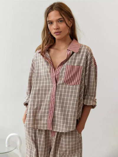 Women's 2-Piece Button-Front Pajama Set with Long Sleeve