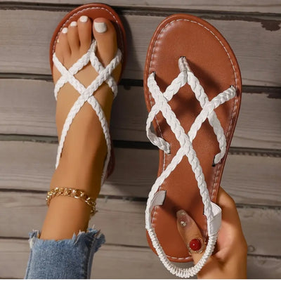 Women's Braided Crisscross Sandals Open Toe Flats