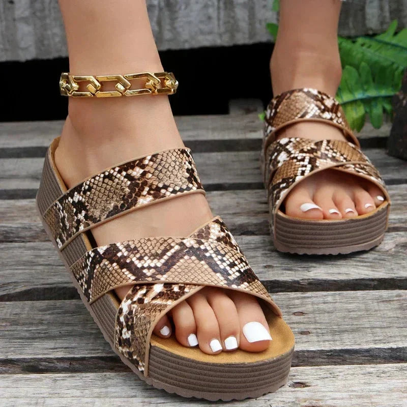 Women's Braided Platform Wedge Cross Strap Sandals