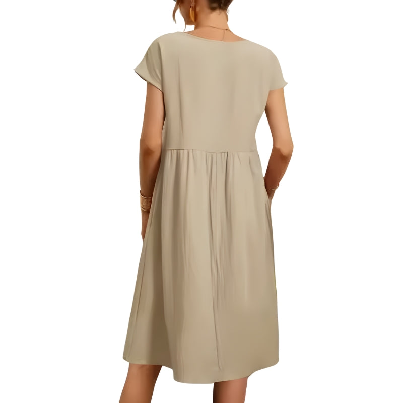 Women’s Casual Midi Dress with Side Pockets