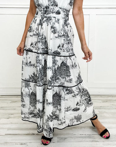 Women's Classic Printed Smocked Waist Maxi Dress