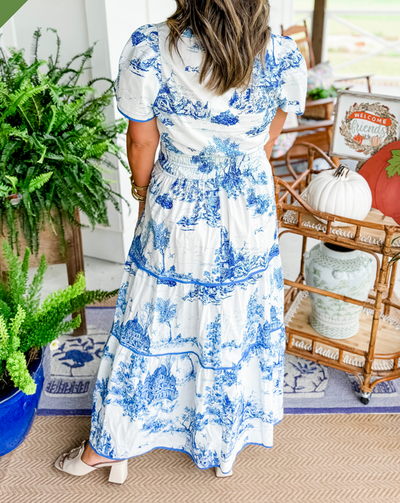 Women's Classic Printed Smocked Waist Maxi Dress