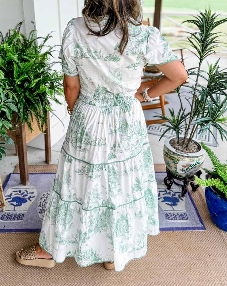 Women's Classic Printed Smocked Waist Maxi Dress