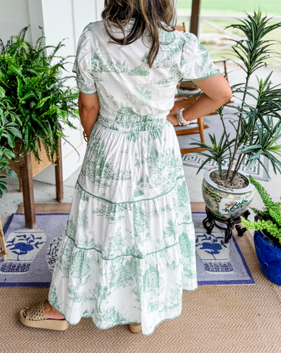 Women's Classic Printed Smocked Waist Maxi Dress