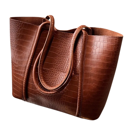 Women’s Crocodile Tote Shoulder Bag with Double Handle