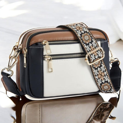 Women's Crossbody Bag with Embroidered Strap