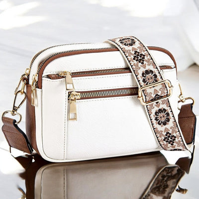 Women's Crossbody Bag with Embroidered Strap