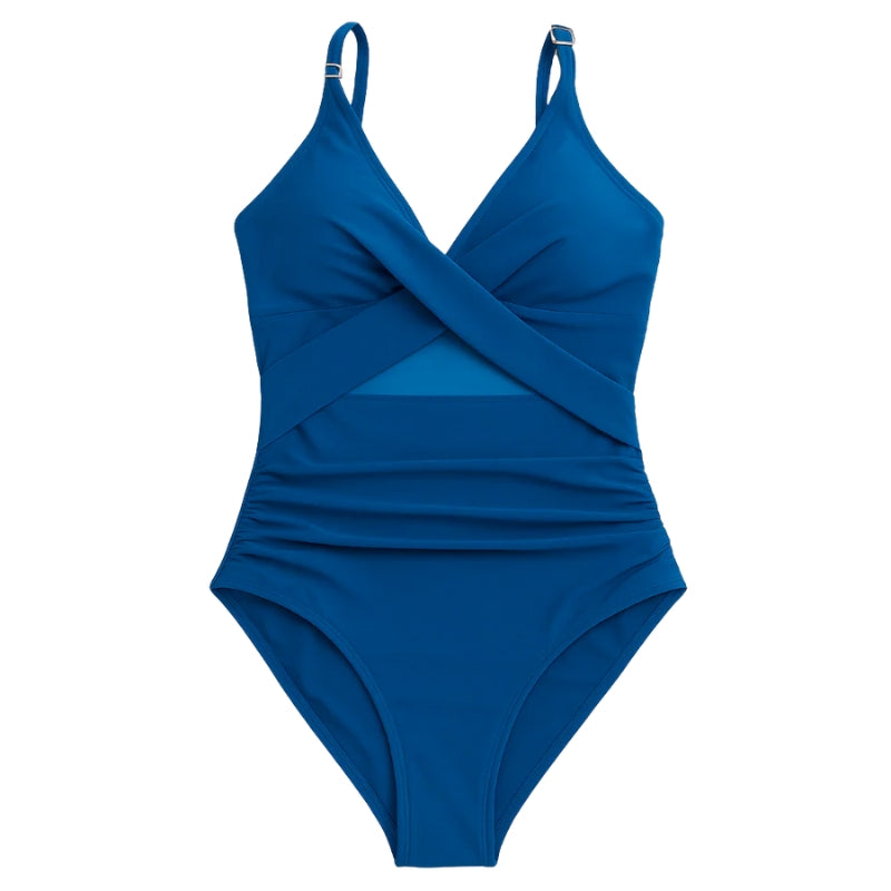 Women's Crossover One-Piece Swimsuit with V-Neckline