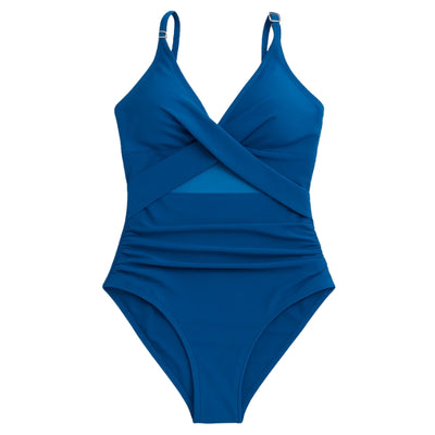 Women's Crossover One-Piece Swimsuit with V-Neckline