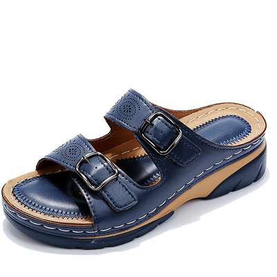 Women's Double Buckle Slip On Walking Sandals