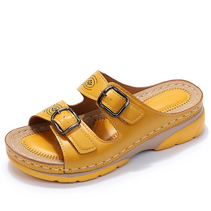 Women's Double Buckle Slip On Walking Sandals