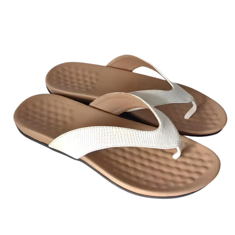 Women's Flat Sandals with Embossed Straps