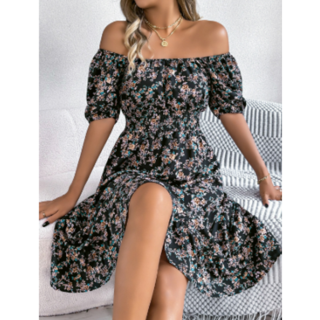 Women's Floral Off-Shoulder Midi Dress