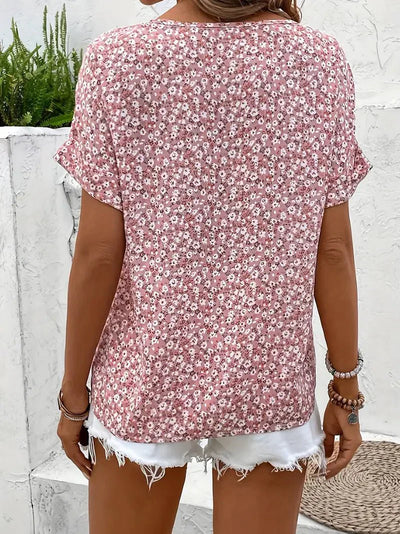 Women's Floral Print Button Front Blouse