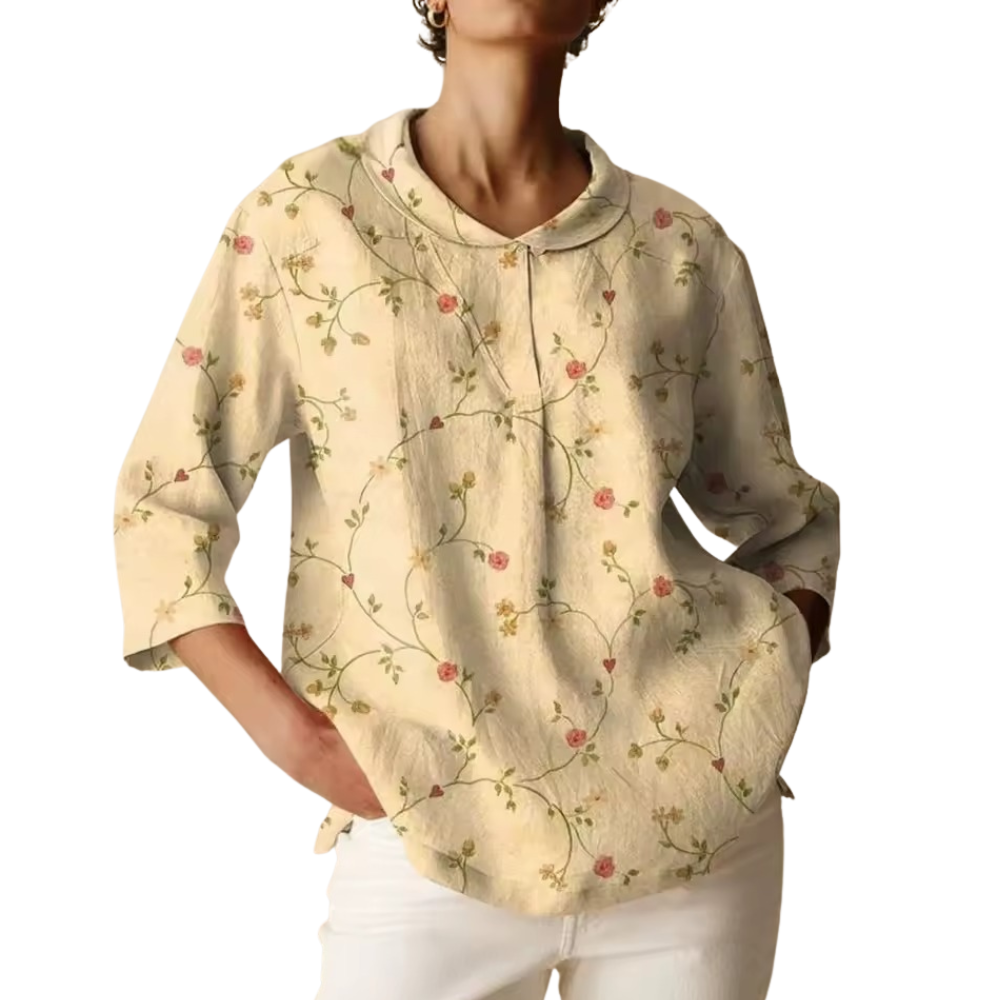 Women's Floral Print Top with 3/4 Sleeves