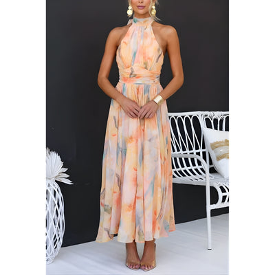 Women's Halter Neck Maxi Dress with Wrap Waist