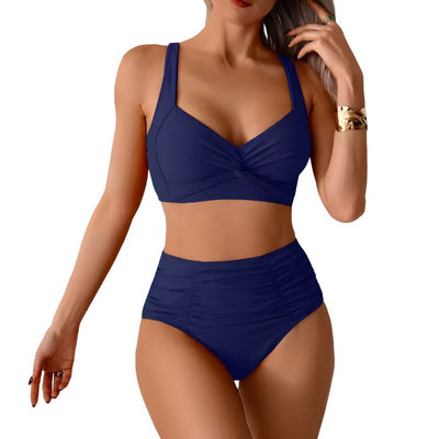 Women’s High-Waist Bikini Set with Twist Front Design