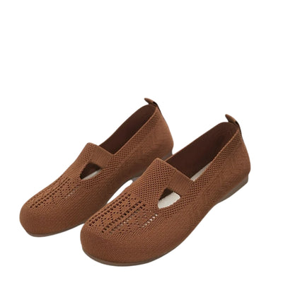Women's Knit Slip-On Flat Sandals with Cutout Accent