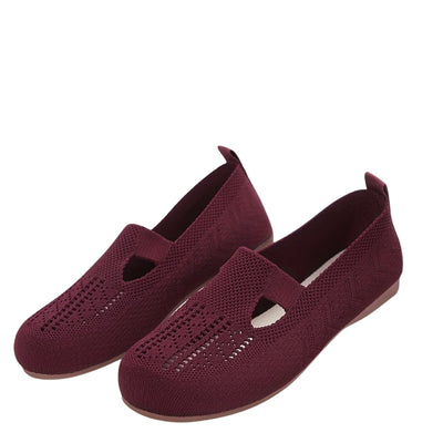Women's Knit Slip-On Flat Sandals with Cutout Accent