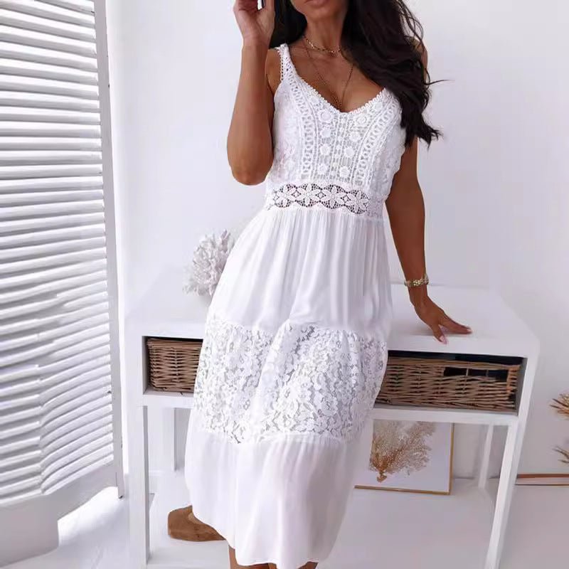 Women's Lace Dress with Tiered Skirt