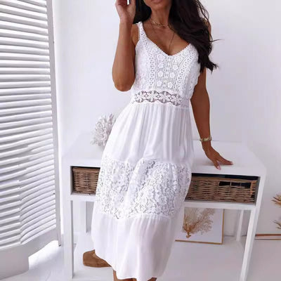 Women's Lace Dress with Tiered Skirt