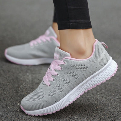 Women's Lace-Up Mesh Walking Sneakers