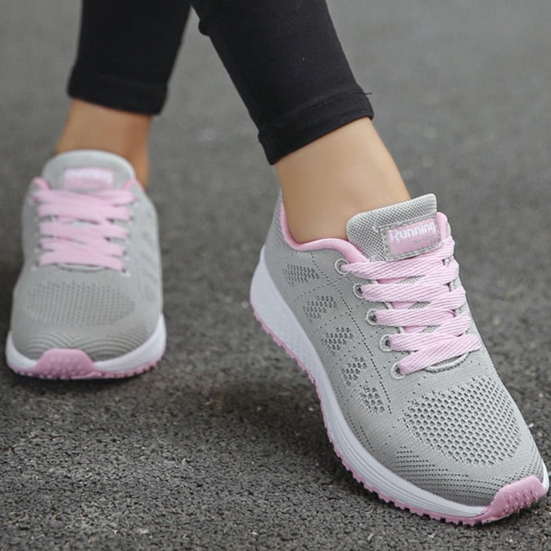 Women's Lace-Up Mesh Walking Sneakers